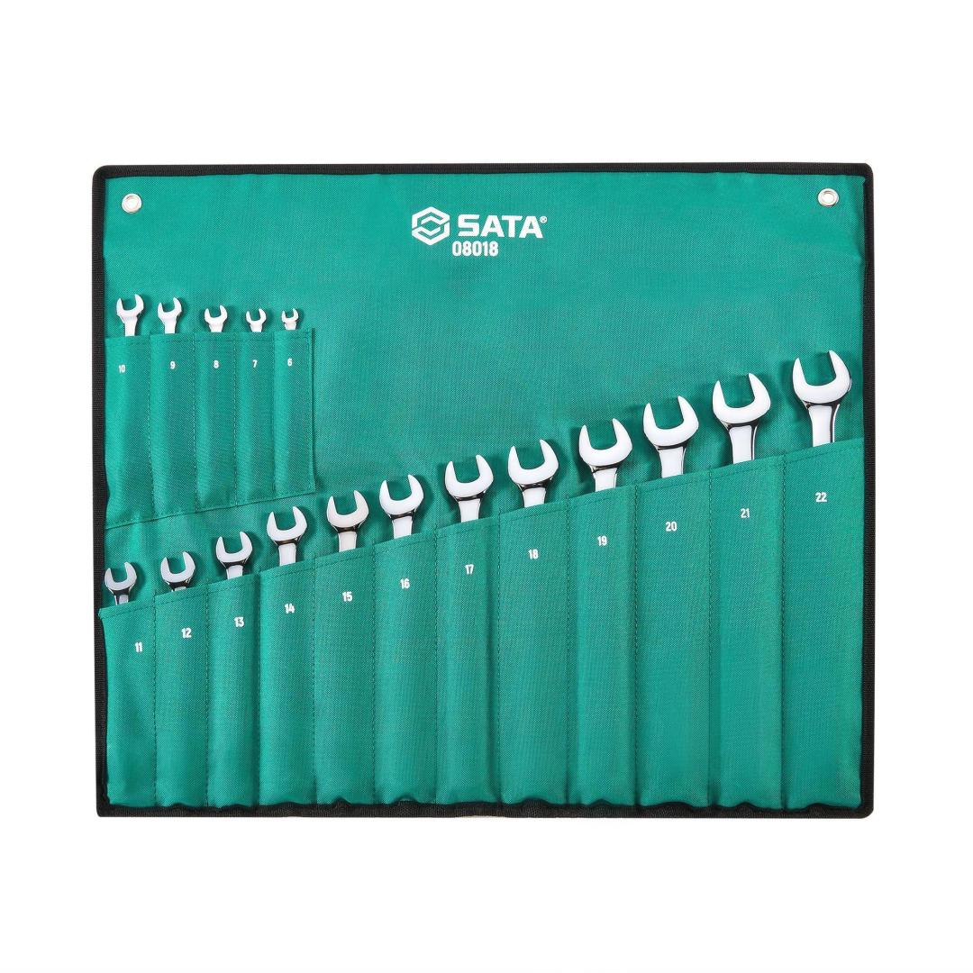 17 Pc. Metric Offset Combination Wrench Set - SATA