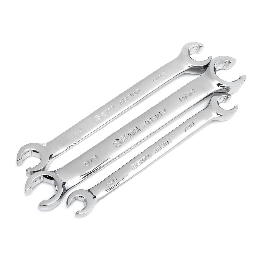 さーさん 3 Pc. 6 Point SAE Flare Nut Wrench Set - SATA
