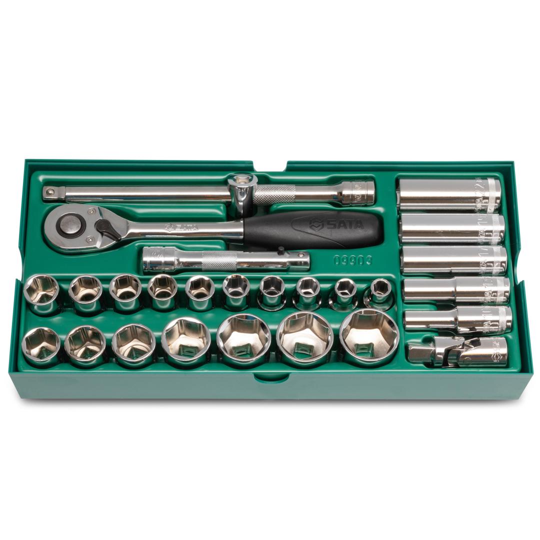 27 Pc. 1/2” Drive 6 Point Metric Socket Tray Set - SATA