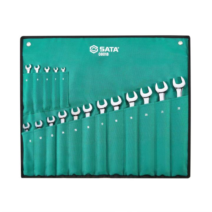 17 Pc. Metric Offset Combination Wrench Set - SATA