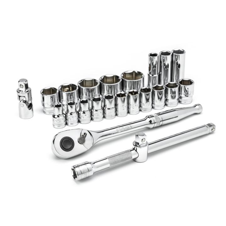 Image of 23 Pc. 1/2" Drive 72-Tooth 6 Point Metric Socket Set - SATA