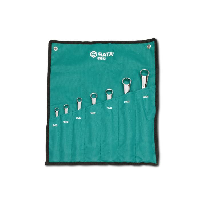 Image of 7 Pc. 12 Point Metric 40° Offset Double Box End Wrench Set - SATA