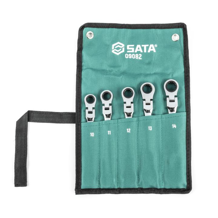 Image of 5 Pc. Metric Flex Head Ratcheting Wrench Set - SATA