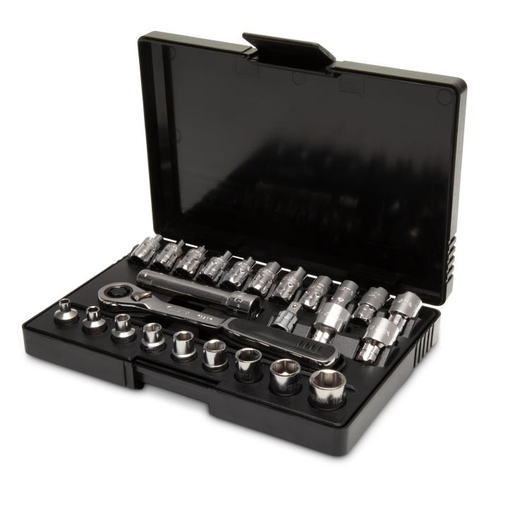 25 Pc. 1/4” Drive 6 Point Metric/SAE PassThru Socket Set SATA