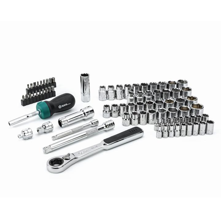 Image of 80 Pc. 1/4" and 3/8" Drive 6 Point Metric/SAE Pass-Thru™ Socket Set - SATA