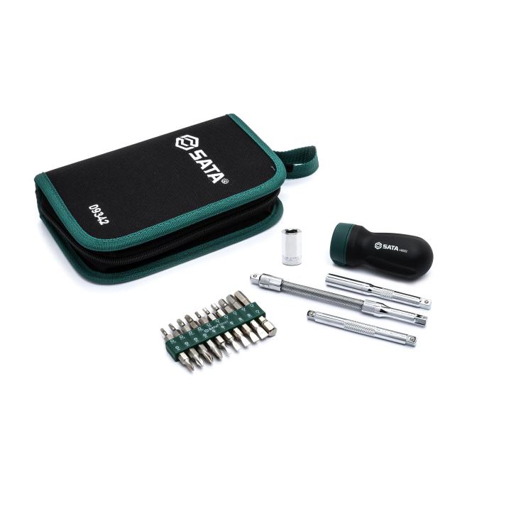 Image of 25 Pc. Ratcheting Stubby Screwdriver Set - SATA