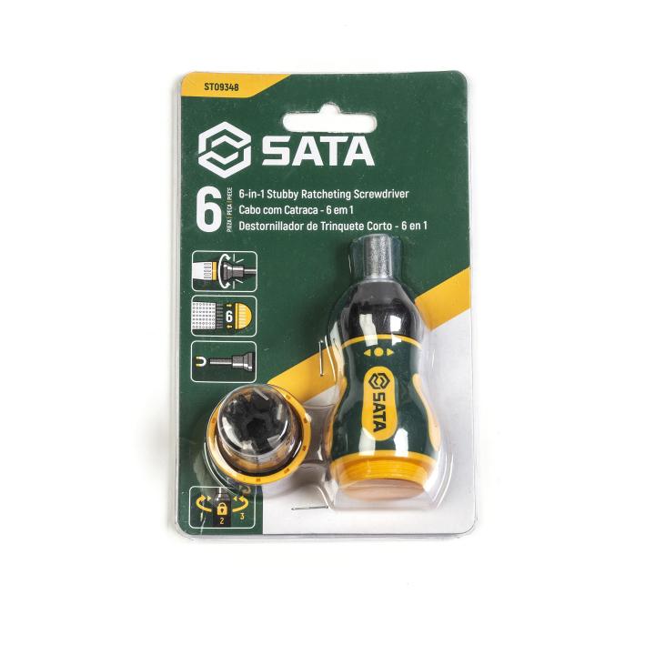 Image of 6 Pc. Stubby Ratcheting Screwdriver Set - SATA