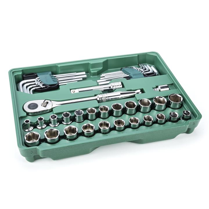 Image of 213 Pc. 1/4", 3/8", and 1/2" Drive 6 and 12 Point SAE/Metric Mechanics Tool Set - SATA