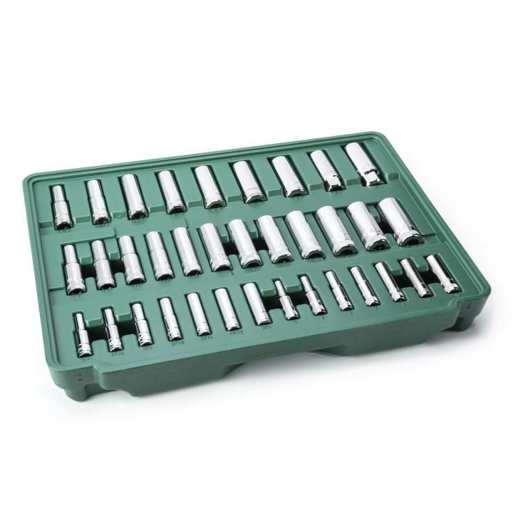 Image of 213 Pc. 1/4", 3/8", and 1/2" Drive 6 and 12 Point SAE/Metric Mechanics Tool Set - SATA
