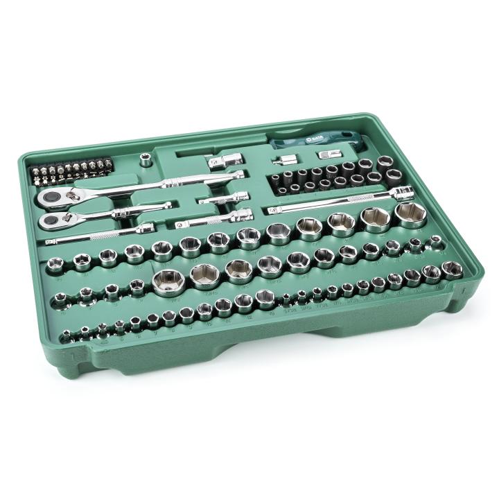 Image of 213 Pc. 1/4", 3/8", and 1/2" Drive 6 and 12 Point SAE/Metric Mechanics Tool Set - SATA