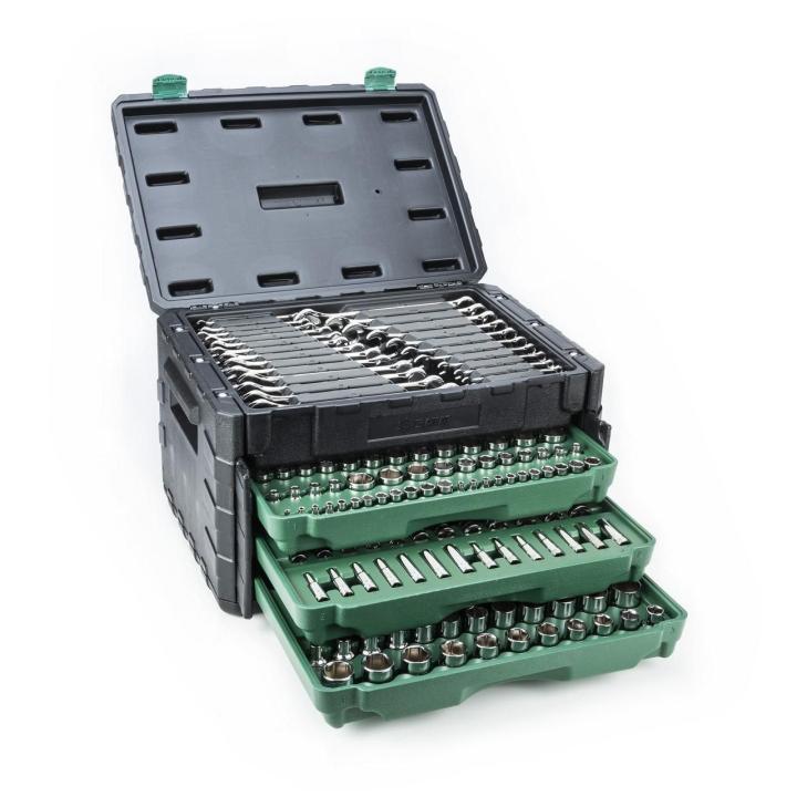 Image of 213 Pc. 1/4", 3/8", and 1/2" Drive 6 and 12 Point SAE/Metric Mechanics Tool Set - SATA
