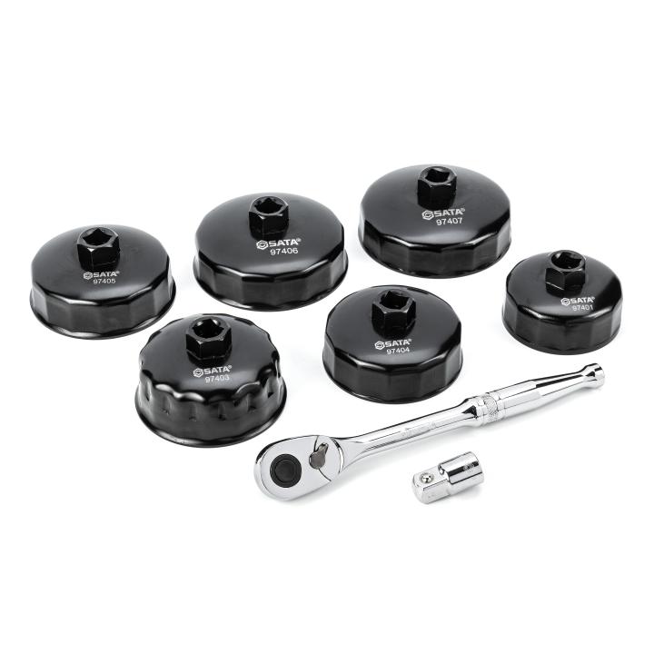 Image of 8 Pc. 72-Tooth End Cap Oil Filter Wrench Set - SATA