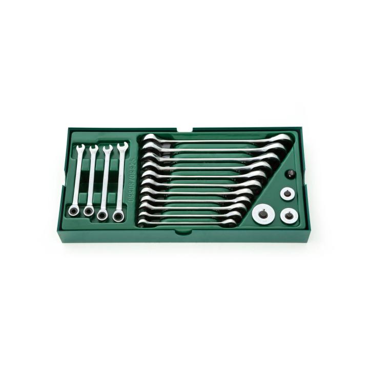 Image of 19 Pc. Metric Combination Ratcheting Wrench Tray Set - SATA