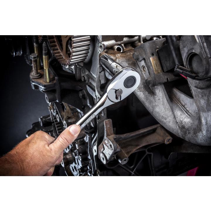 Image of 3 Pc. 1/4", 3/8", and 1/2" Drive 72-Tooth Full Polish Ratchet Set - SATA