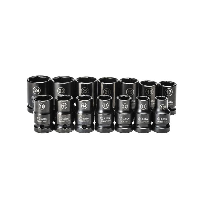 Image of 14 Pc. 1/2" Drive Shallow Thin-Wall Socket Set - SATA