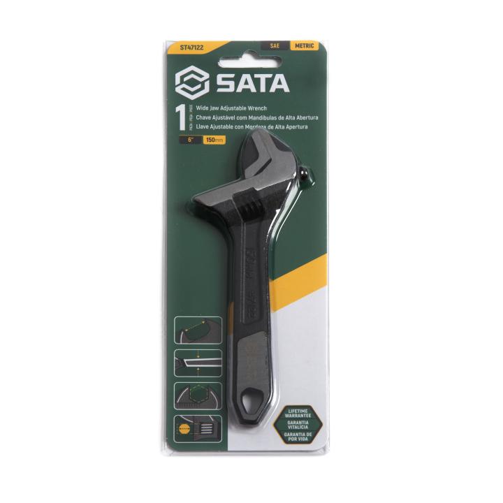 Image of Black Oxide Extra-Wide Jaw Adjustable Wrenches - SATA