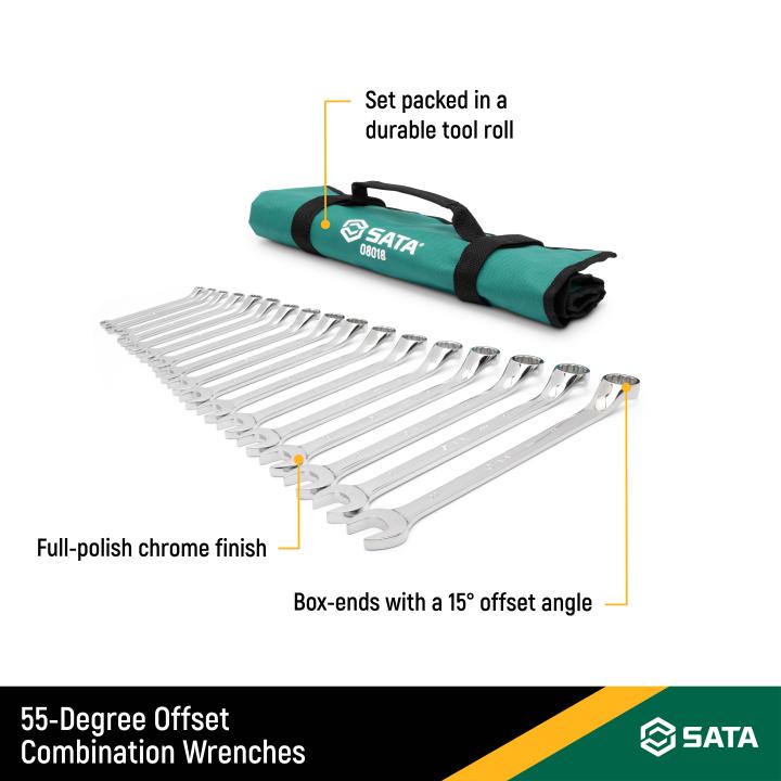 17 Pc. Metric Offset Combination Wrench Set - SATA