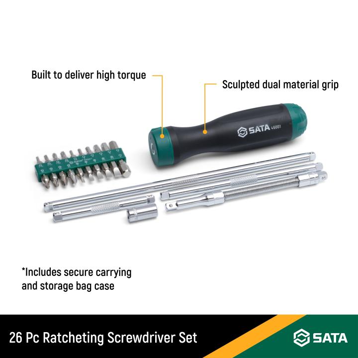 26 Pc. Ratcheting Screwdriver Set SATA