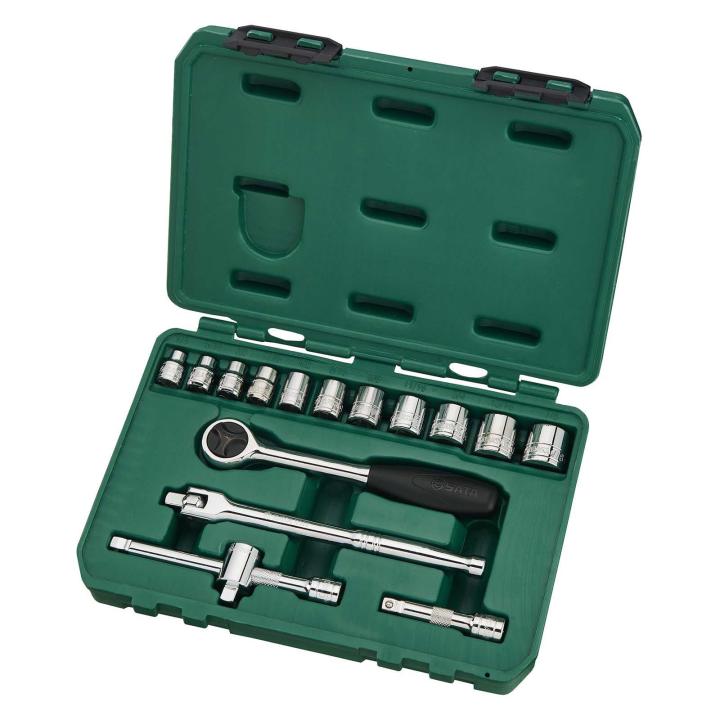 Image of 16 Pc. 3/8" Drive 6 Point SAE 60T Socket Set - SATA