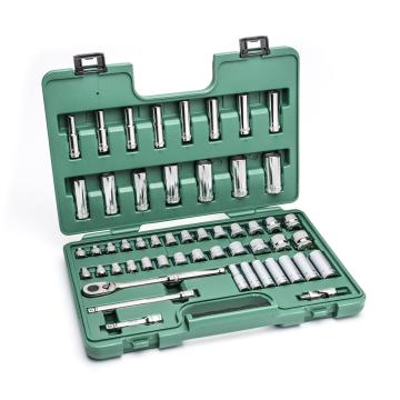 Image of 53 Pc. 3/8" Drive 6 Point SAE/Metric Standard and Deep Mechanics Tool Set - SATA