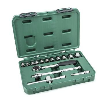 Image of 16 Pc. 3/8" Drive 6 Point SAE 60T Socket Set - SATA